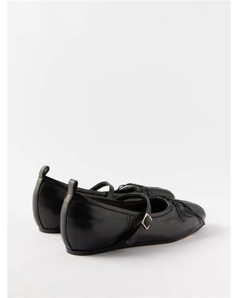 Simone Rocha Pleated Leather Ballet Flats In Black Lyst