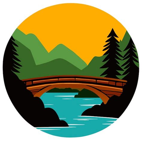 Puente De Piedra Sobre El R O En La Ilustraci N Vectorial Del Bosque En