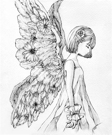 Angel, Me, Pencil Drawing, 2023 : r/Art