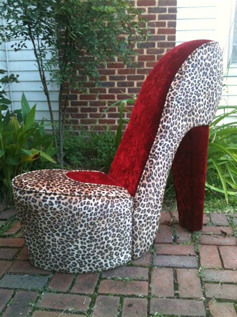 Leopard And Red High Heel Shoe Chair By Greenchairboutique On Etsy