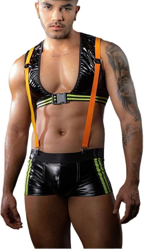 Amazon Sipumia Mens Fireman Cosplay Costume Tuxedo Sexy Lingerie Set Role Play Uniform Gay