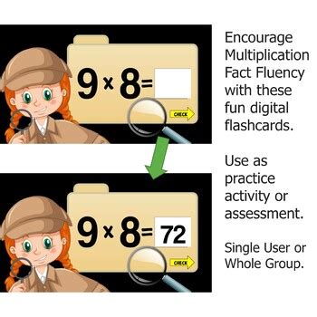 Digital Multiply Flash Cards Fact Fluency Self Grading Assessment