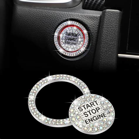 TOMALL Bling Car Engine Start Button Cover Diamond Interior Crystal