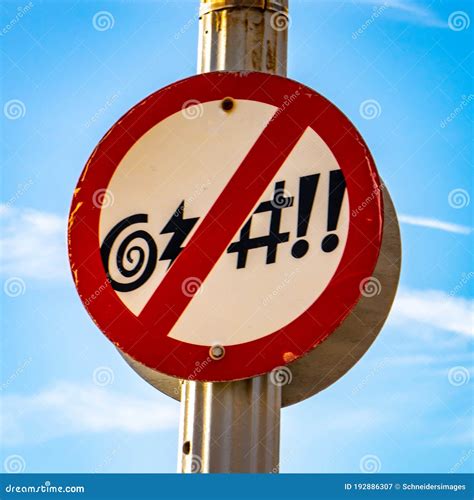 No Cussing Along This Street Sign Stock Image Image Of Symbols