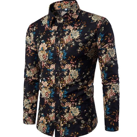 [40 Off] New Arrival Mens Long Sleeves Printed Shirts Floral Shirts