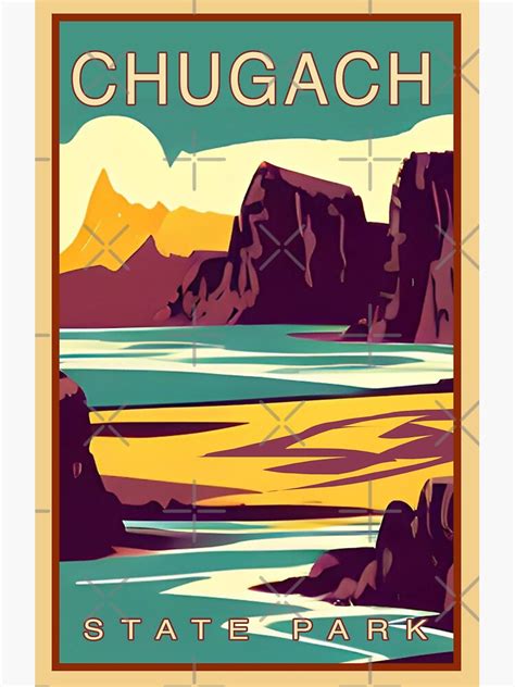 "CHUGACH state park travel poster Chugach Alaska" Sticker for Sale by ...