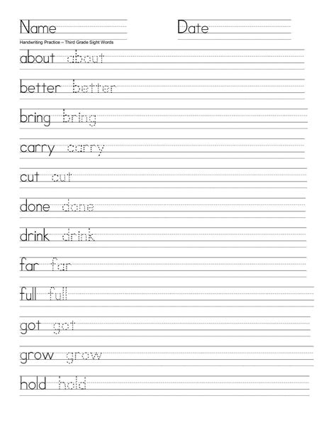 5th Grade Handwriting Worksheets