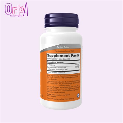 Now L Theanine 100 Mg 90 Capsules Orpa