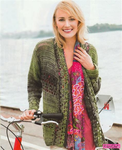 Зеленый жакет крючком - Pikoclub