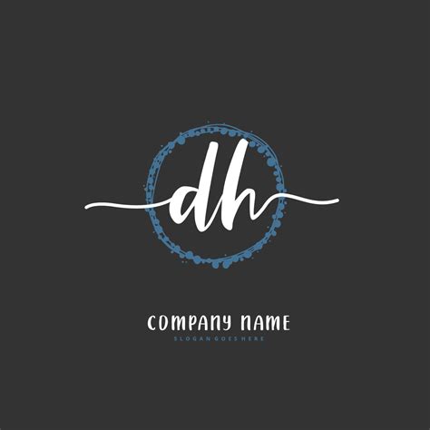 D H Dh Initial Handwriting And Signature Logo Design With Circle