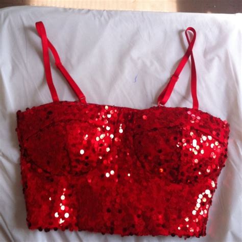 Body Central New Pretty Sparkly Red Crop Top From Darices Closet On