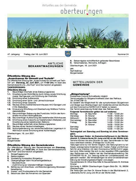 Fillable Online Mitteilungsblatt Kw Pdf In Der Gemeinde