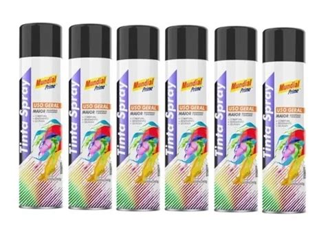 6 Tintas Spray Preto Fosco 400 Ml Mundial Prime Parcelamento Sem Juros