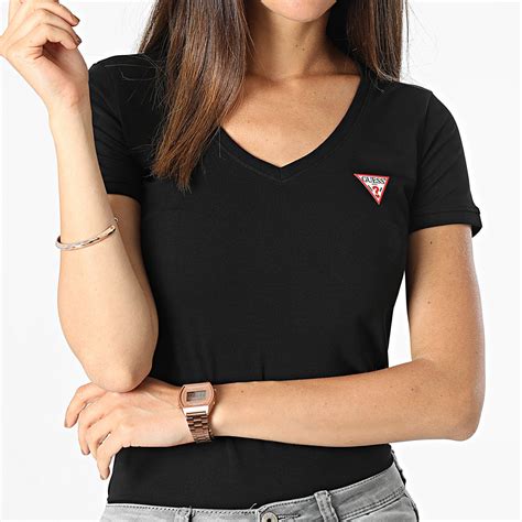 Guess Tee Shirt Col V Femme W2YI45 J1311 Noir LaBoutiqueOfficielle