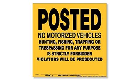 Voss Signs Yellow Polyethylene Posted No Motorized Vehicles Signs 50