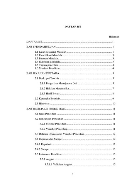 Contoh Daftar Isi Proposal Usaha Riset