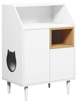 Soges Inch Cat Litter Box Enclosure Wooden Indoor Cat House With