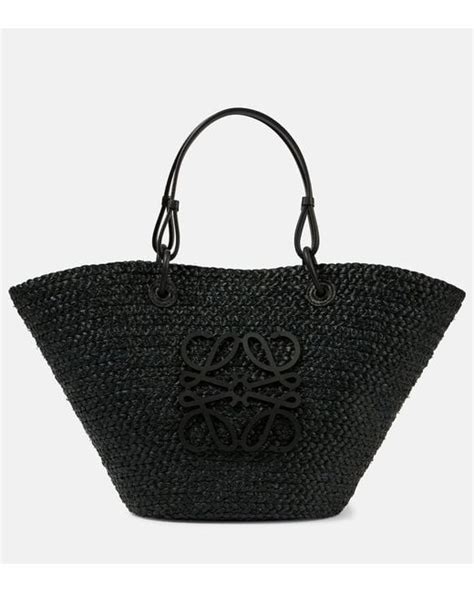 Loewe Medium Anagram Raffia Basket Bag In Black Lyst