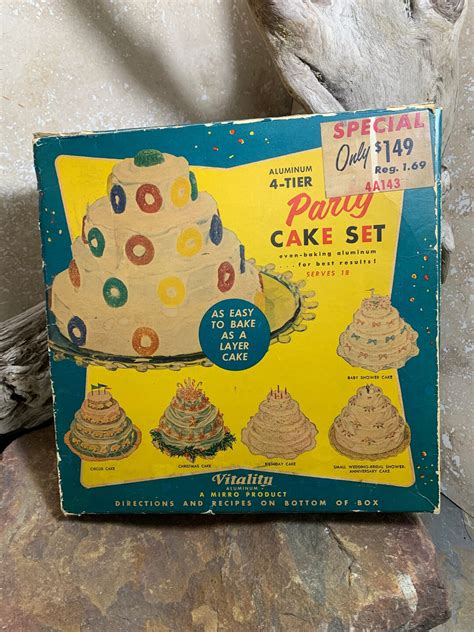 Vintage 1950s Mirro Vitality 4 Tier Party Cake Pan Set Mib Aluminum