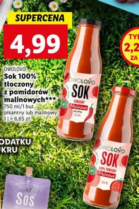 Promocja OWOLOVO Sok 100 tłoczony z pomidorów malinowych 750ml w Lidl