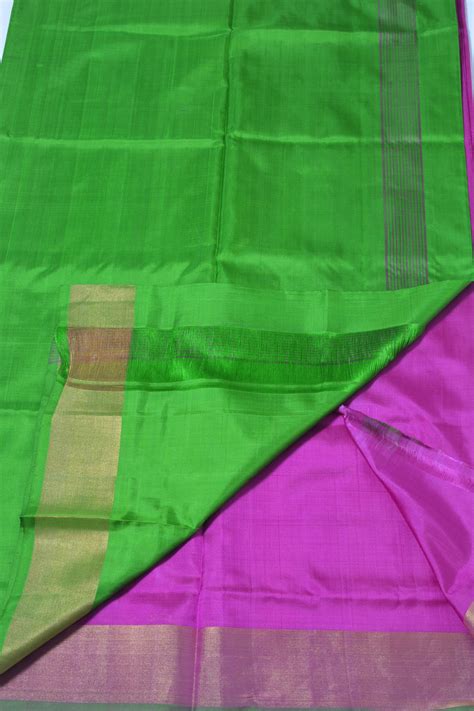 Tvis And Bliss Pink And Parrot Green Uppada Silk Saree