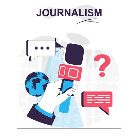 Journalism Isolated Cartoon Concept Journalist Holding Microphone At