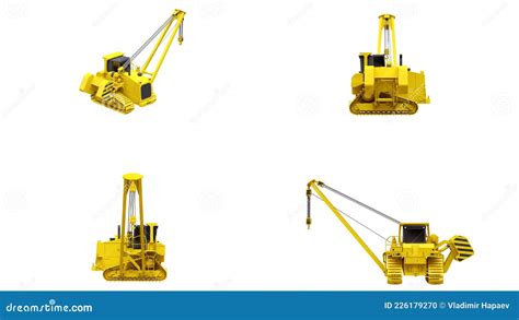 D Illustration Yellow Crawler Crane With Side Boom D Rendering