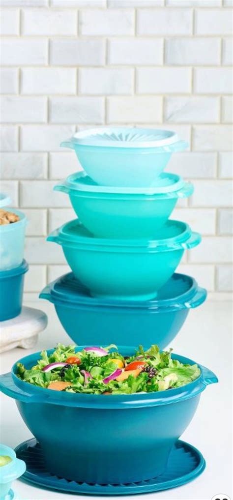 Tupperware Servalier Bowls Set Of Teal Aqua Blue Shades Brand New Ebay