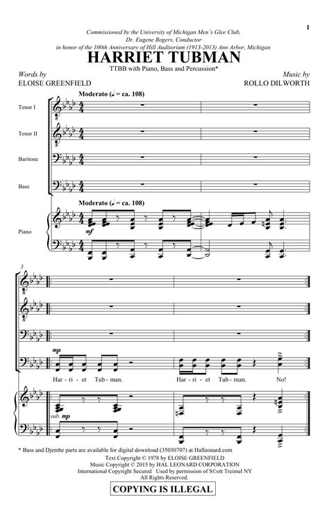 Rollo Dilworth Harriet Tubman Sheet Music For Ttbb Choir Download Pdf 161988