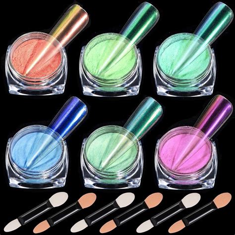 Amazon Ice Transparent Aurora Nail Powder KISSBUTY 6 Colors Jelly