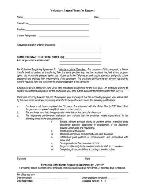 Fillable Online Bcesc Voluntary Lateral Transfers Form Bcesc Fax