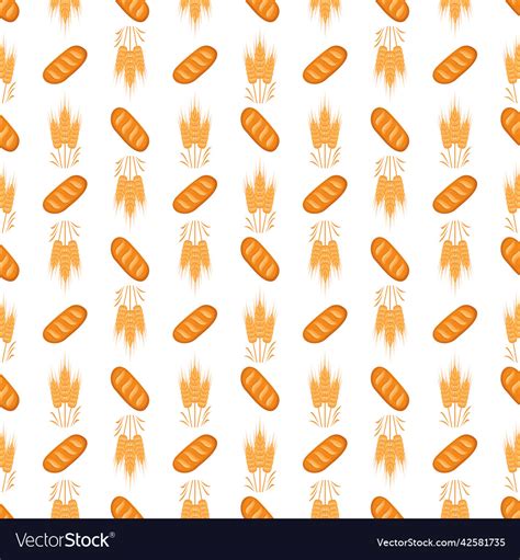 Seamless Pattern With Bread And Ears Of Wheat Vector Image