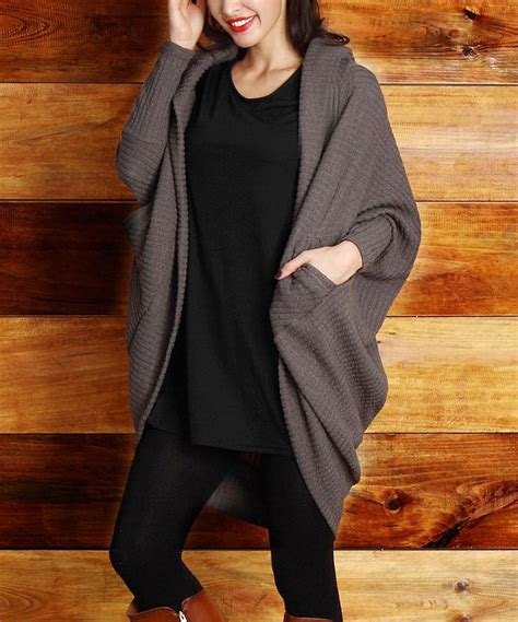 Charcoal Ribbed Knit Cocoon Cardigan Plus