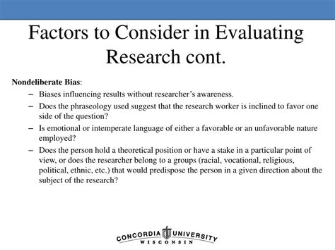 Ppt Factors To Consider In Evaluating Research Powerpoint