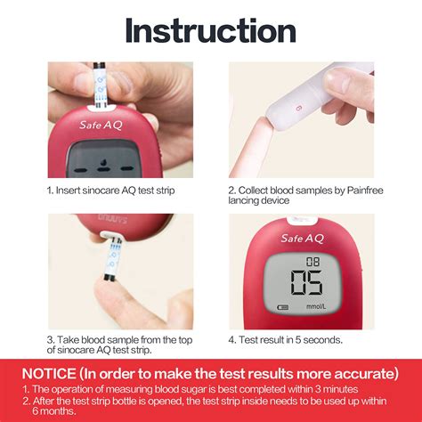 Sinocare Diabetes Testing Kit Blood Glucose Monitor Safe Aq Smart