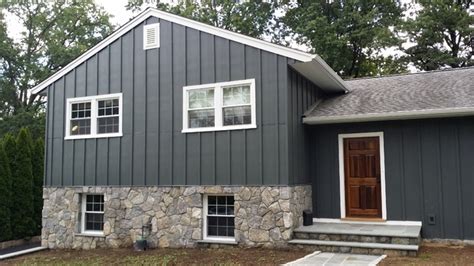 Iron Grey Hardiepanel Board And Batten Traditional Exterior Bridgeport By Burr Roofing