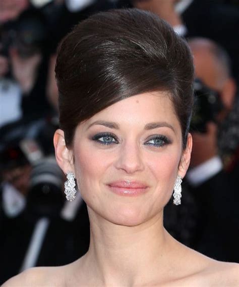 Marion Cotillard Long Straight Dark Chocolate Brunette Updo Hairstyle