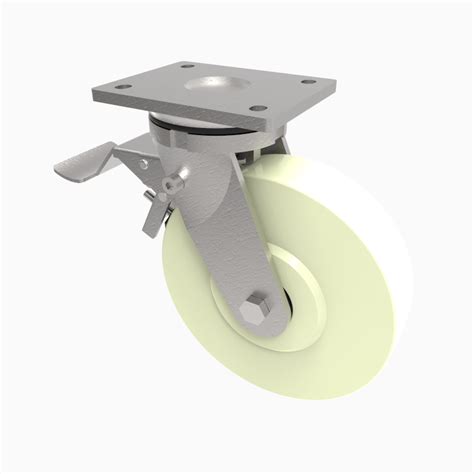 Nylon Plate Swivel Castor Brake 200mm 1500kg Load BIL Group