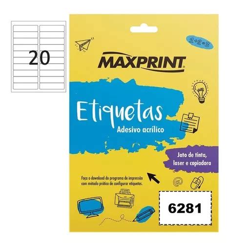 Etiqueta 6281 25 4x101 6mm 25 Folhas 20 Etiquetas Maxprint Cor Branco