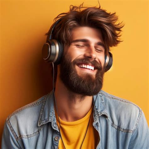 Premium AI Image Man Listening To Music Or Podcasts With Headphones