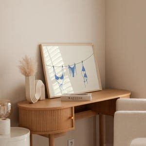 Vintage Bikini Set Summer Poster Meet Me At The Beach Decor Bikini Hand Drawn Poster Bathing