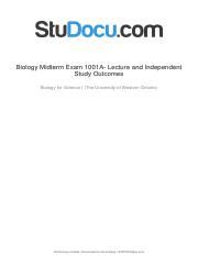 Biology Midterm Exam 1001a Lecture And Independent Study Outcomes Pdf