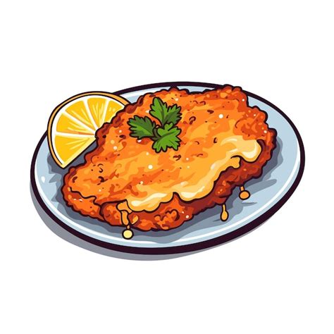 Schnitzel Austria Foodcartoon Ilustrador Vetorial Vetor Premium