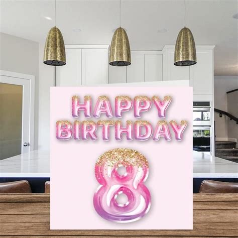 Carte D Anniversaire Pour Filles Ballons Paillettes Roses Et