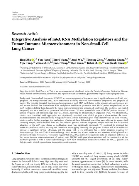 (PDF) Integrative Analysis of m6A RNA Methylation Regulators and the ... 