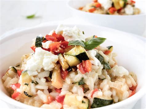 Zucchini Paprika Risotto Mit Schafk Se