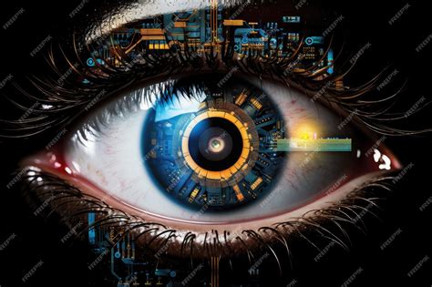 Premium AI Image | Sensor implanted chip into human eyeArtificial intelligence eye Generative ai