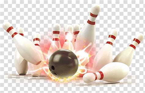 Black Bowling Ball Crashed Bowling Pins Bowling Strike Transparent