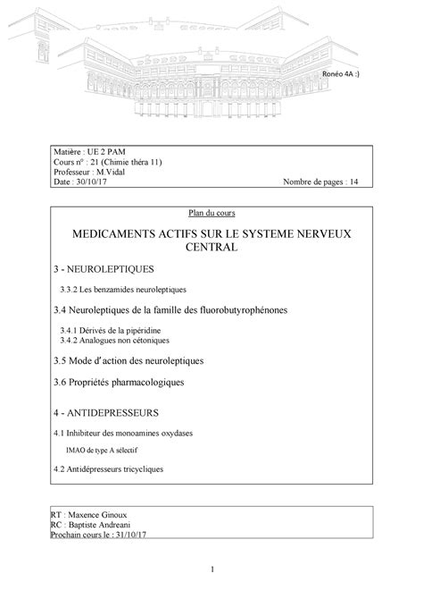 Pharmacie 5A Descartes Ronéo 21 UE2 Notes de cours 21 Matière UE