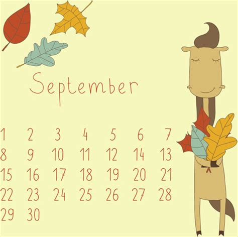 Cute cartoon september calendar design vector Free vector in ...